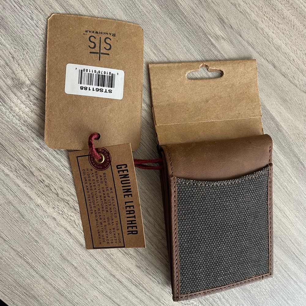STS Ranchwear Brown Canvas & Leather Men's Bifold Waller - Picture 4 of 4